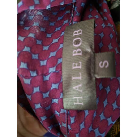 Hale Bob Womens 100% Silk Blue Purple Geometric Sheer Blouse Top Small - Picture 8 of 8